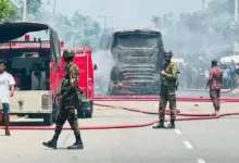 শেরপুরে বাস চাপায় সাবেক সেনাসদস্য নিহত, বিক্ষুব্ধ জনতা বাসে আগুন ধরাল