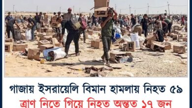 গাজায় ইসরায়েলি বিমান হামলায় নিহত ৫৯, ত্রাণ নিতে গিয়ে নিহত অন্তত ১৭ জন