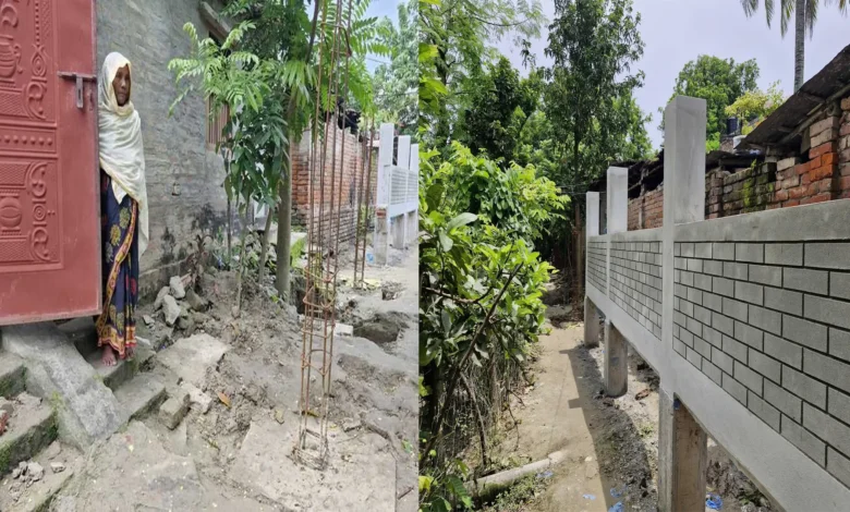 ‘ঘুষ’ না পেয়ে রাস্তা বন্ধ করে স্কুলের সীমানাপ্রাচীর নির্মাণের অভিযোগ