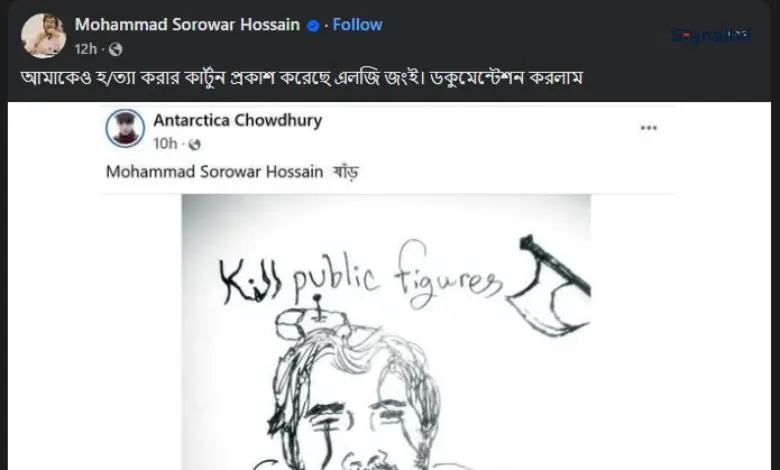 মোহাম্মদ সোরওয়ার হোসেনের বিরুদ্ধে হত্যারপ্ররোচক কার্টুন প্রকাশ