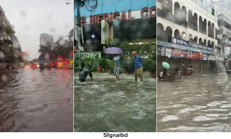 রাতভর বৃষ্টিতে ঢাকায় জলাবদ্ধতা, সড়কে যানজটের সমস্যায় নগরবাসী