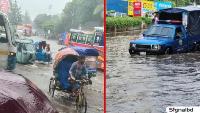 ভারী বৃষ্টিতে মিরপুরের বিভিন্ন সড়কে জলাবদ্ধতা, যান চলাচলে ধীরগতি