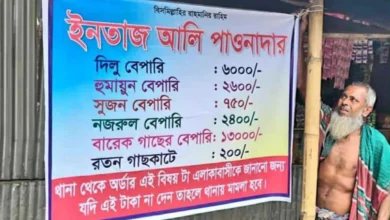 পাওনা টাকা আদায়ে বাজারে ডিজিটাল ব্যানার টানালেন বৃদ্ধ ইনতাজ