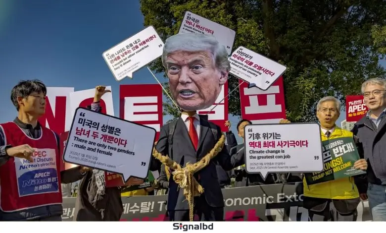 ট্রাম্পের সফরকে কেন্দ্র করে দক্ষিণ কোরিয়ায় বিক্ষোভ