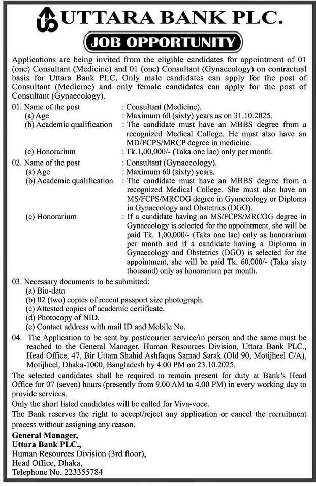 নিয়োগের বিস্তারিত তথ্য