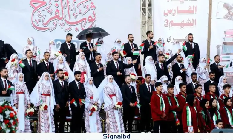 গাজ্জার ধ্বংসস্তূপে গণবিয়ে: ভালোবাসার নতুন যাত্রা